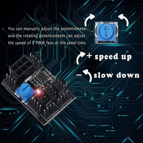 915 Generation 3-Pin 4-Pin Fan Adapter PC Case Cooling Fan Hub with 6-Pin P
