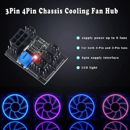 915 Generation 3-Pin 4-Pin Fan Adapter PC Case Cooling Fan Hub with 6-Pin P