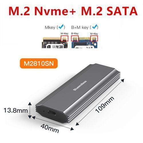 2 in 1 Dual Protocol M2 SSD Case NVME Enclosure M.2 To USB Type C 3.1 SSD Adapter For NVME+ SSD Disk Box M.2 SSD Case