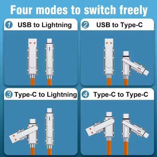 4 In 1 120W USB Type C to Type C iOS Cable 3 IN 1 PD 100W Fast Charging Data Cable for iPhone 11 12 13 14 15 Pro Max Samsung S24 and other andriod phones - Black, white