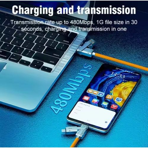 4 In 1 120W USB Type C to Type C iOS Cable 3 IN 1 PD 100W Fast Charging Data Cable for iPhone 11 12 13 14 15 Pro Max Samsung S24 and other andriod phones - Black, white