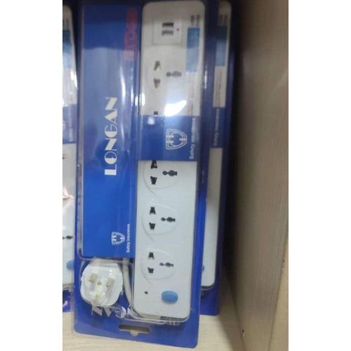 Original Heavy Duty 5 way Longan Power Extension with USB ports_White