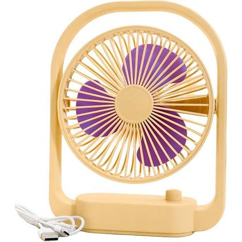 Portable Small Fans, Rechargeable Desk Fan with Strong Airflow, Stepless Speed Control, Wide-angle Air Supply USB Fan Removable Front Cover Electric Fan for Whole Room-Multicolour
