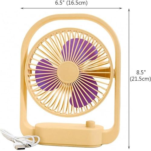 Portable Small Fans, Rechargeable Desk Fan with Strong Airflow, Stepless Speed Control, Wide-angle Air Supply USB Fan Removable Front Cover Electric Fan for Whole Room-Multicolour