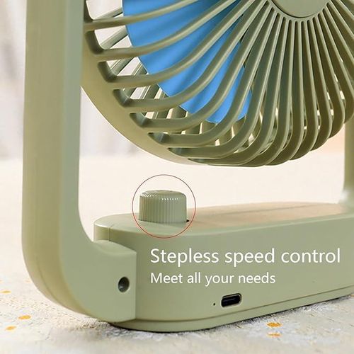 Portable Small Fans, Rechargeable Desk Fan with Strong Airflow, Stepless Speed Control, Wide-angle Air Supply USB Fan Removable Front Cover Electric Fan for Whole Room-Multicolour