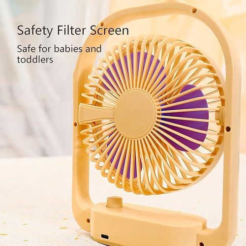 Portable Small Fans, Rechargeable Desk Fan with Strong Airflow, Stepless Speed Control, Wide-angle Air Supply USB Fan Removable Front Cover Electric Fan for Whole Room-Multicolour