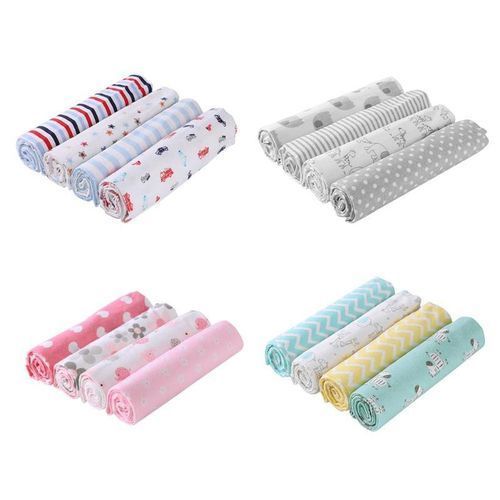 100% Cotton 4pcs Baby Blankets for Carrying & Swaddling/Prints Vary- Multicolors