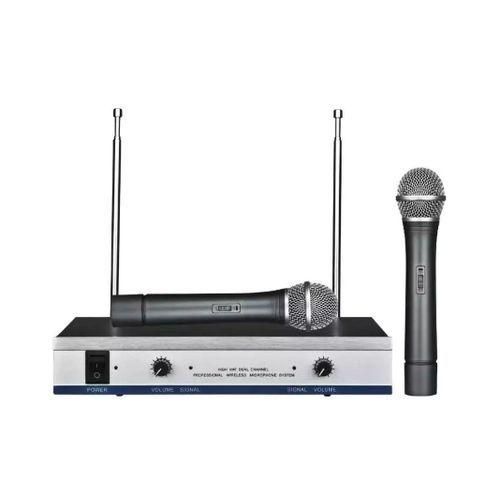 DH-744 MAX Professional Wireless Microphone High VHF Dual Channel Microphone - Black,Silver