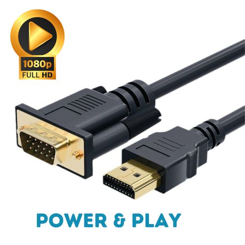 HDMI to VGA Adapter Cable 1.8m Gold-Plated Plug and Play 1080P Support