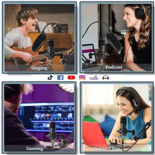 Microphone BM800 Podcast Microphone Bundle with V8 Live Sound Card, Voice Changer, Audio Interface Perfect for Recording, Singing, Streaming and Gaming