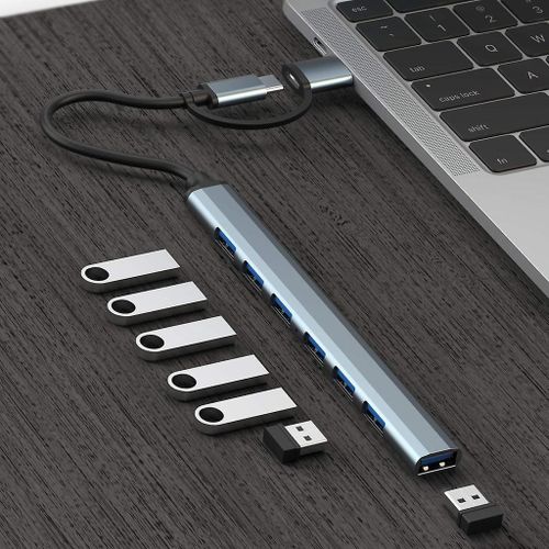 7 Port Usb-c Hub Usb 3.0 Type-c Multi Splitter Expander For PC