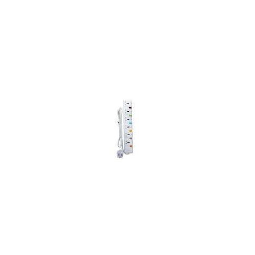 G & T 6 Outlets Extension Cable- Good Quality - 6 Sockets, Durable & Safe- White