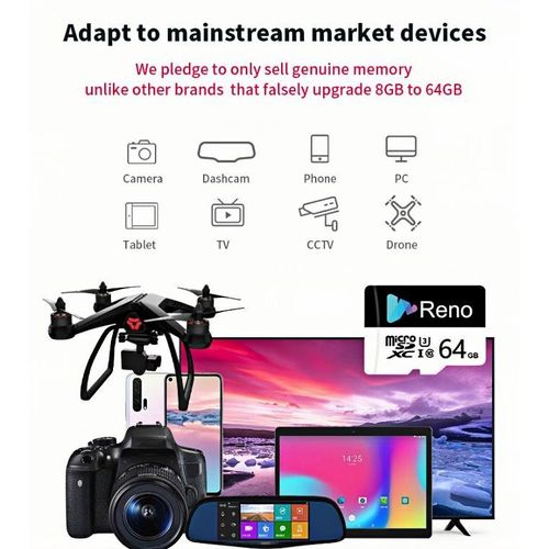 RENO True U3 64GB Storage Card  Micro Memory Card SD  Card TF Card  Not Flash Disk