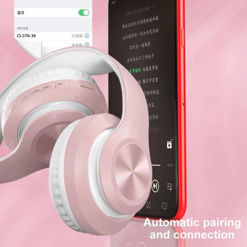 Kids Wireless Headphones with Microphone, Pink Girls Phone Gaming Helmet, Gamer Music Bluetooth Headset For Children Lady, Gift