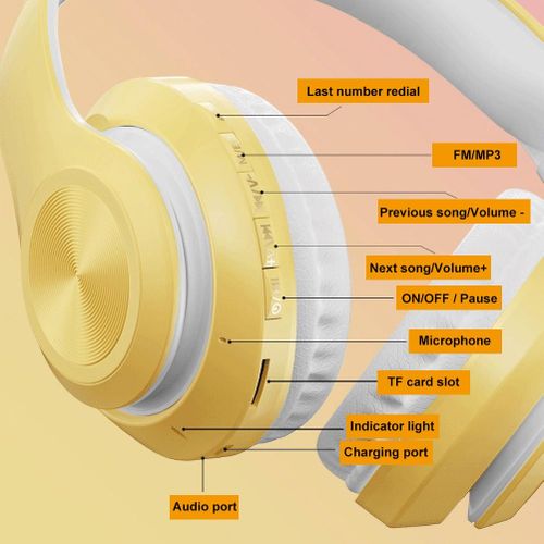 Kids Wireless Headphones with Microphone, Pink Girls Phone Gaming Helmet, Gamer Music Bluetooth Headset For Children Lady, Gift
