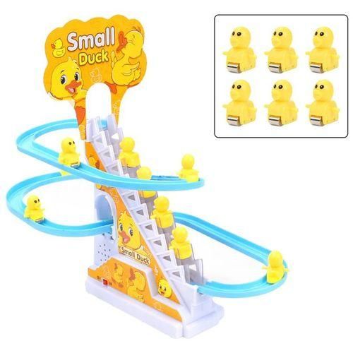 Duck Roller Coaster Electric Toy LED Music Climbing Stairs & 6 Ducks