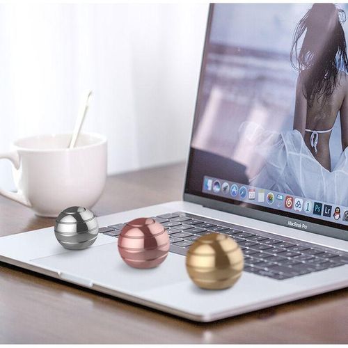 Desktop Decompression Rotating Spherical Gyroscope Desk Toy Metal Gyro Optical Illusion Flowing Finger Toy For Adult Gold