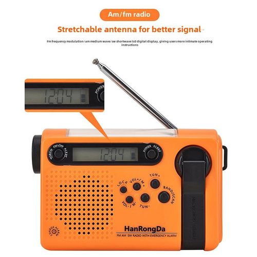 HRD900 Disaster Prevention Emergency Full Band Radio with Solar Charging, Lighting, and Portable Design.