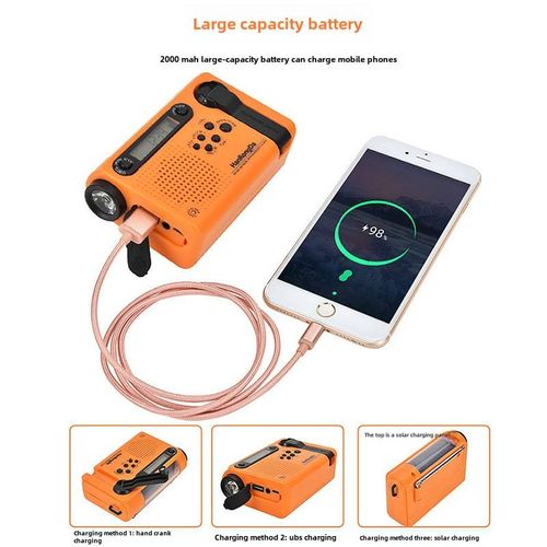 HRD900 Disaster Prevention Emergency Full Band Radio with Solar Charging, Lighting, and Portable Design.