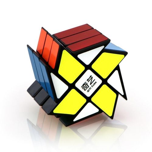 Qiyi 3x3 Windmill Cube Magic Puzzle Brain Teaser Brushed Sticker 56mm Educational Twisty stickerless toys for kids