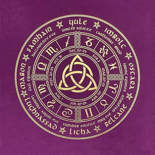 Tarot Cloth for Any Tarot Cards Altar Cloth Foil Stamped Teeth & Bone the Sun Moon Skulls Teeth and the All-important Marig