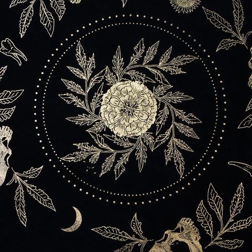 Tarot Cloth for Any Tarot Cards Altar Cloth Foil Stamped Teeth & Bone the Sun Moon Skulls Teeth and the All-important Marig