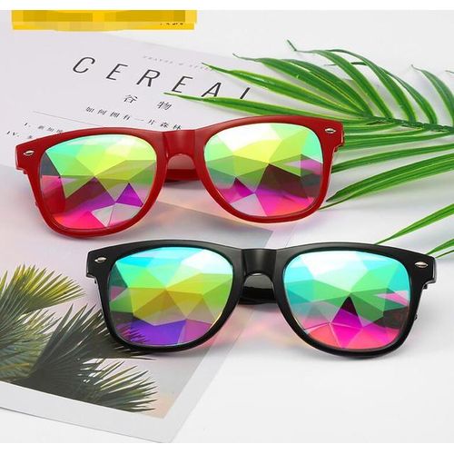 kaleidoscope glasses metal Sunglasses Women Party Psychedelic Prism Diffracted Lens EDM Sunglasses Female