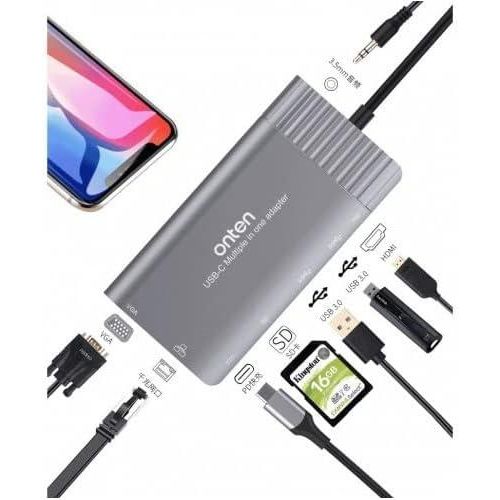 Onten - Otn-95117 Type-C Multi Function Dock Station - Ethernet, VGA, SD Card, USB 3.0 Ports, HDMI