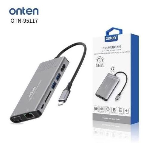 Onten - Otn-95117 Type-C Multi Function Dock Station - Ethernet, VGA, SD Card, USB 3.0 Ports, HDMI