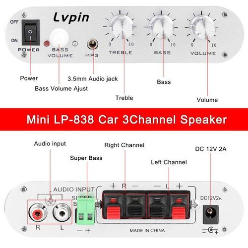 Audio Stereo  Amplifier Subwoofer MP3 Car Radio Channels 2