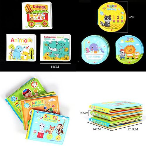 Cartoon water Fun Bath Books with Sound,Swimming Bathroom Toy Kids Waterproof Books Early Educational Toys For Babies