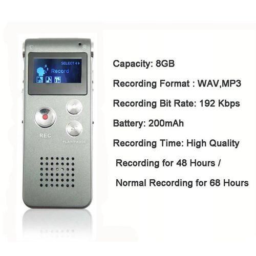 Multifunctional Rechargeable 8GB Voice RecorderSilver