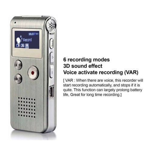 Multifunctional Rechargeable 8GB Voice RecorderSilver