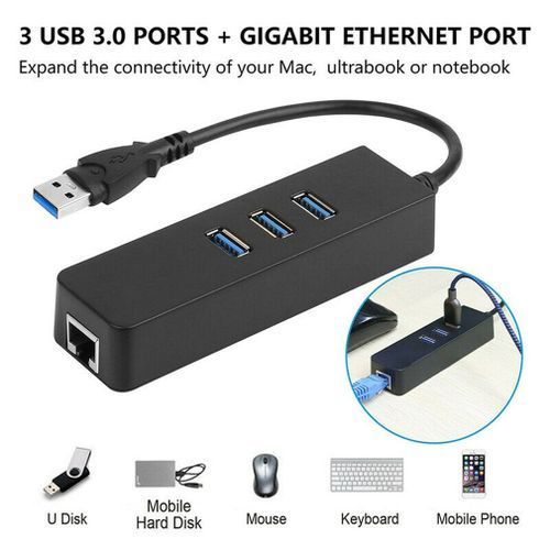 3 Ports Usb 3.0 Gigabit Ethernet Lan Rj45 Network Adapter Hub