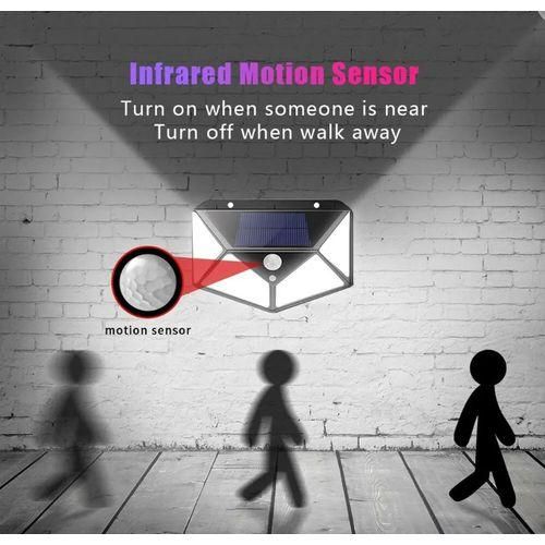 100 LED Solar Power PIR Motion Sensor Wall Light Indoor  Outdoor Waterproof Garden Lamp