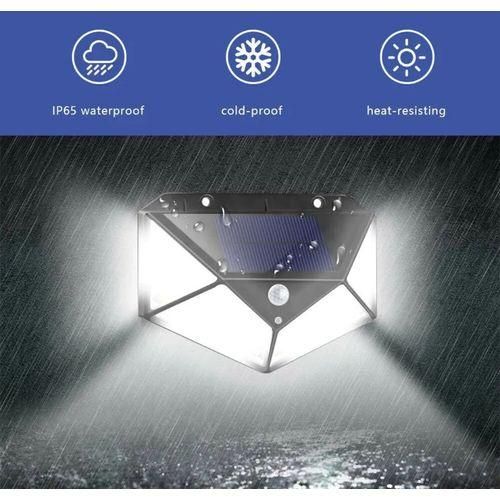 100 LED Solar Power PIR Motion Sensor Wall Light Indoor  Outdoor Waterproof Garden Lamp