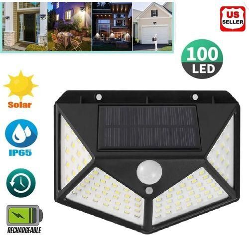 100 LED Solar Power PIR Motion Sensor Wall Light Indoor  Outdoor Waterproof Garden Lamp