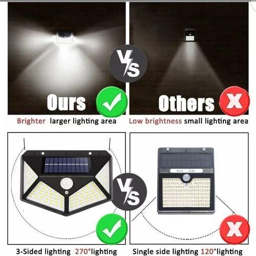 100 LED Solar Power PIR Motion Sensor Wall Light Indoor  Outdoor Waterproof Garden Lamp