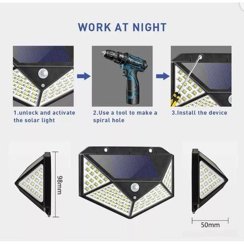 100 LED Solar Power PIR Motion Sensor Wall Light Indoor  Outdoor Waterproof Garden Lamp