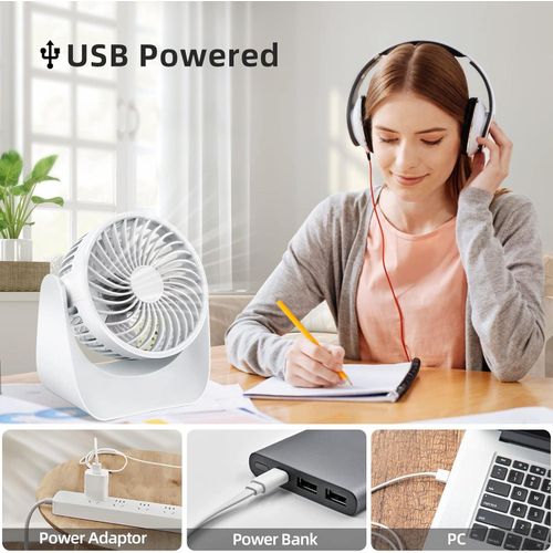11-Inch Air Circulator Fan with 90-Degree Tilt Head and 3 Speed Settings, Ultra Quiet (30 dB), Lightweight (3 LBS)- White