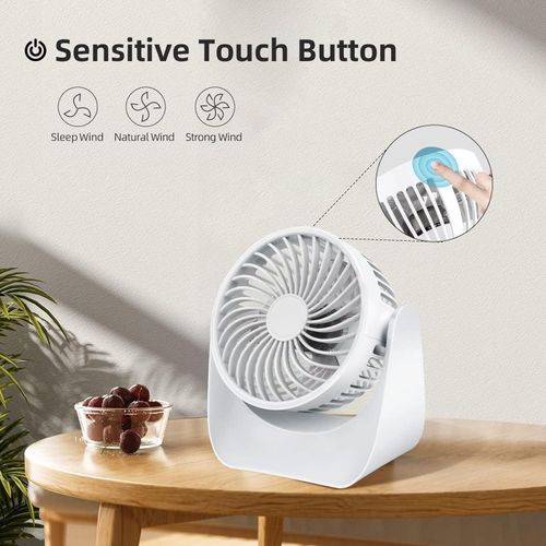11-Inch Air Circulator Fan with 90-Degree Tilt Head and 3 Speed Settings, Ultra Quiet (30 dB), Lightweight (3 LBS)- White