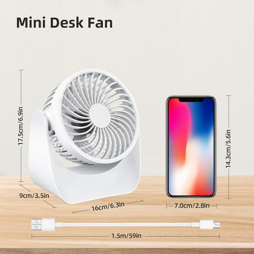 11-Inch Air Circulator Fan with 90-Degree Tilt Head and 3 Speed Settings, Ultra Quiet (30 dB), Lightweight (3 LBS)- White