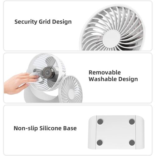 11-Inch Air Circulator Fan with 90-Degree Tilt Head and 3 Speed Settings, Ultra Quiet (30 dB), Lightweight (3 LBS)- White