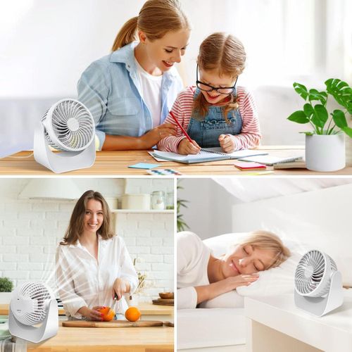 11-Inch Air Circulator Fan with 90-Degree Tilt Head and 3 Speed Settings, Ultra Quiet (30 dB), Lightweight (3 LBS)- White