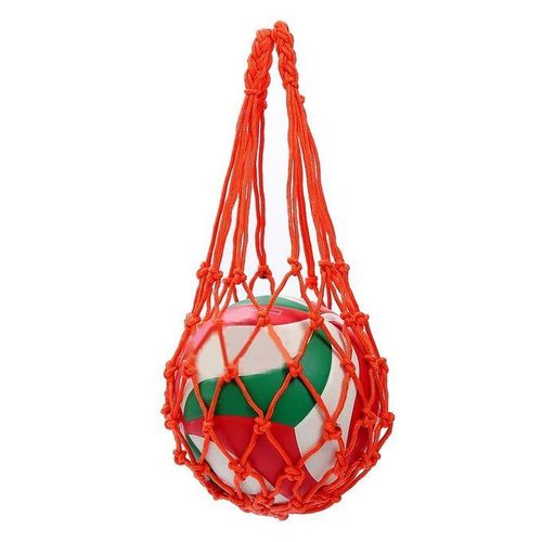 Mesh Sports Ball Bag Carrier For Volleyball Basketball Football Orange