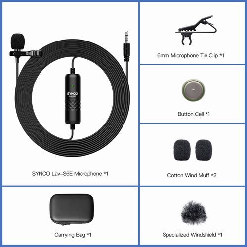 SYNCO Lav-S6E Professional Lavalier Microphone Clip-on