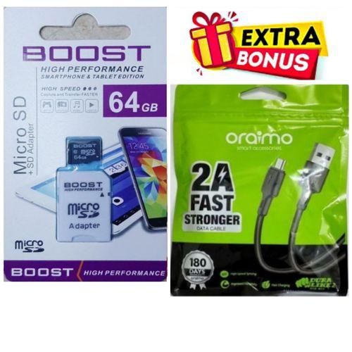Original High Speed Memory Card 64 GB // 64GB &SD Card +Fast Charging USB Cable