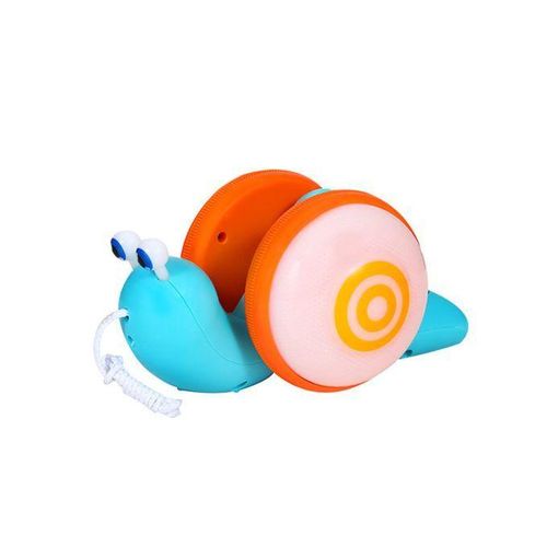 Cute Plastic Snail-shaped Drag Toddler Toys Walk Lighting Music Blue