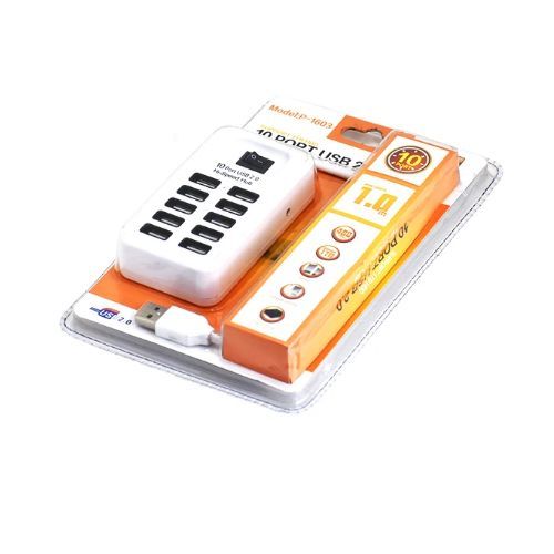10-Ports USB 2.0 Hi-Speed Hub 10*USB 480Mbps-White/Black