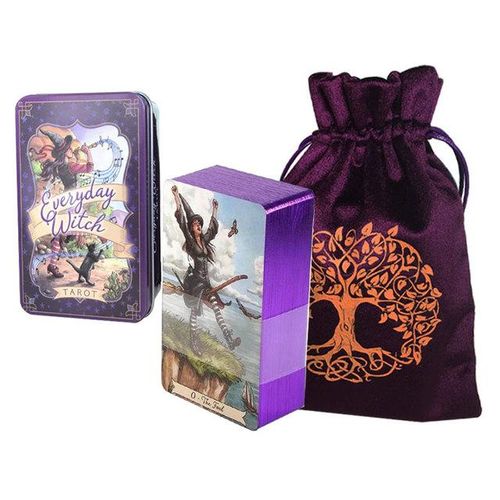 78 Everyday Witch Tarot Tin Box Gilded Edge Fate Divination Family Party Playing Game Tarot : Free bag delivery